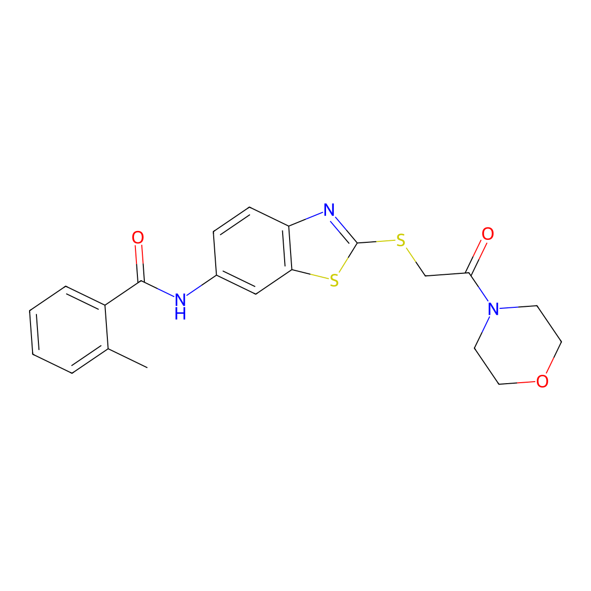 2-methyl-N-[2-(2-morpholin-4-yl-2-oxoethyl)sulfanyl-1,3-benzothiazol-6-yl]benzamide molecular structure, CAS 311764-99-5