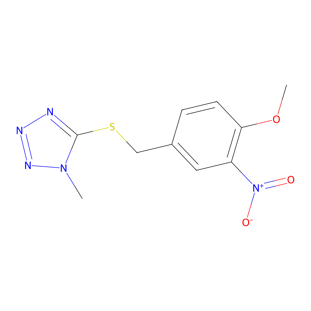 5-[(4-methoxy-3-nitrobenzyl)thio]-1-methyl-1H-tetrazole molecular structure, CAS 311765-61-4