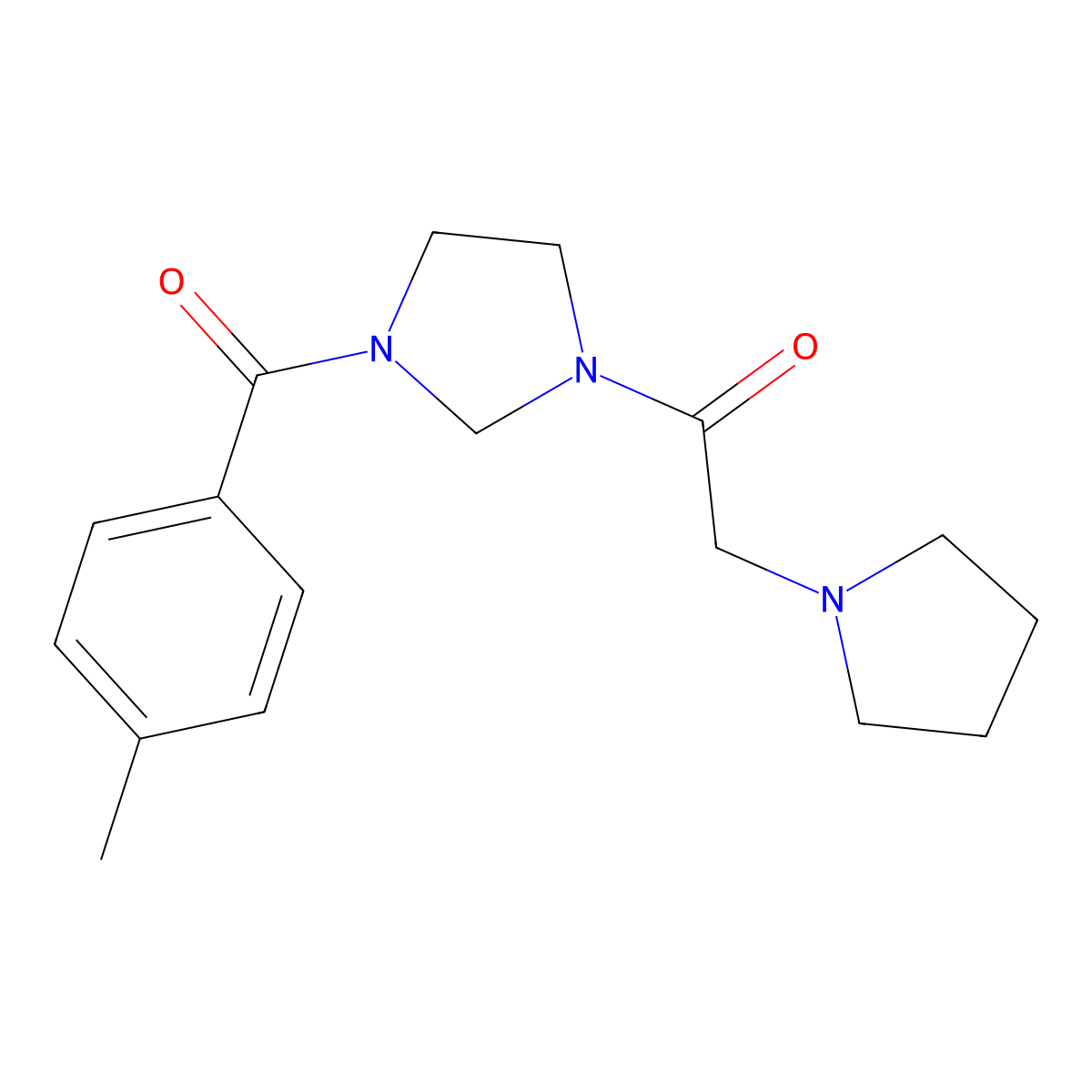 1-(3-(4-Methylbenzoyl)imidazolidin-1-yl)-2-(pyrrolidin-1-yl)ethanone molecular structure, CAS 311765-62-5
