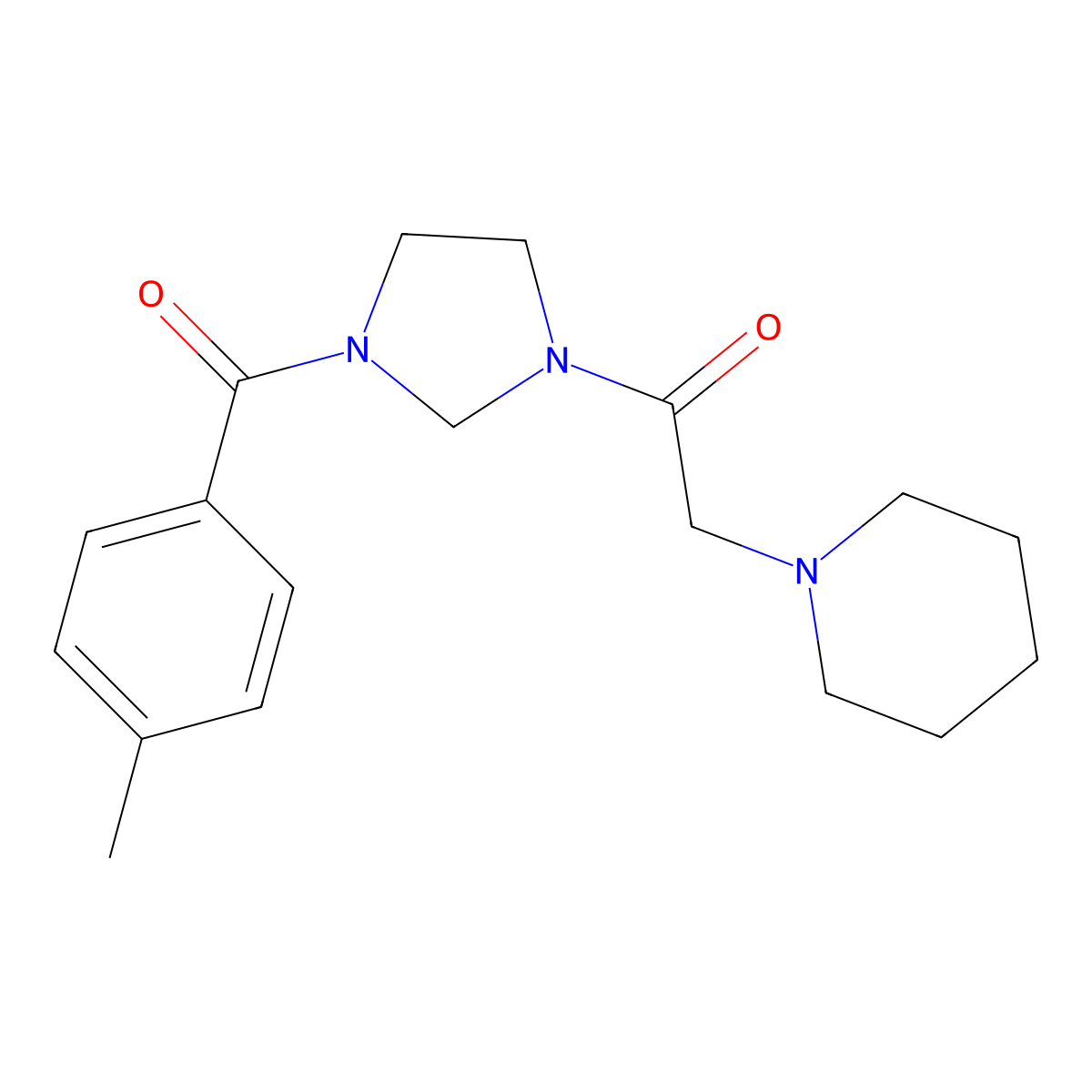 1-[3-(4-Methylbenzoyl)imidazolidin-1-yl]-2-piperidin-1-ylethanone molecular structure, CAS 311765-63-6