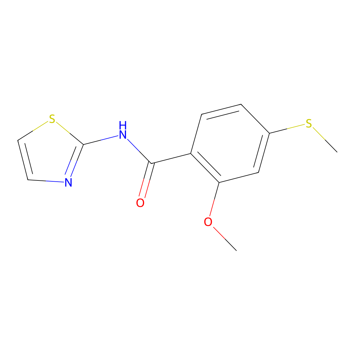 2-methoxy-4-methylsulfanyl-N-(1,3-thiazol-2-yl)benzamide molecular structure, CAS 311765-86-3