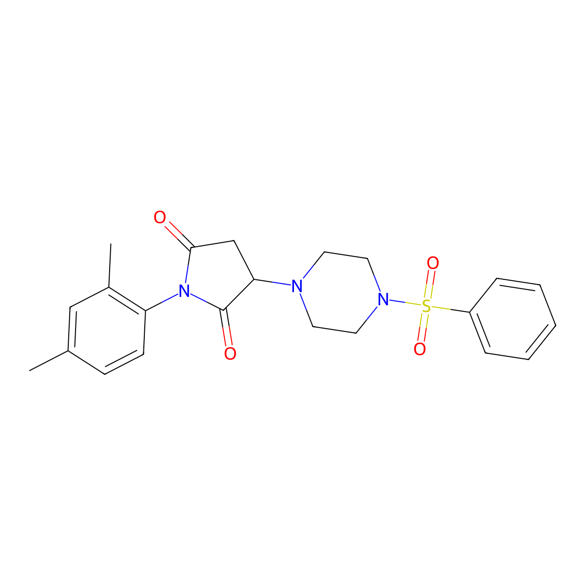 1-(2,4-Dimethylphenyl)-3-[4-(phenylsulfonyl)piperazin-1-yl]pyrrolidine-2,5-dione molecular structure, CAS 311766-63-9