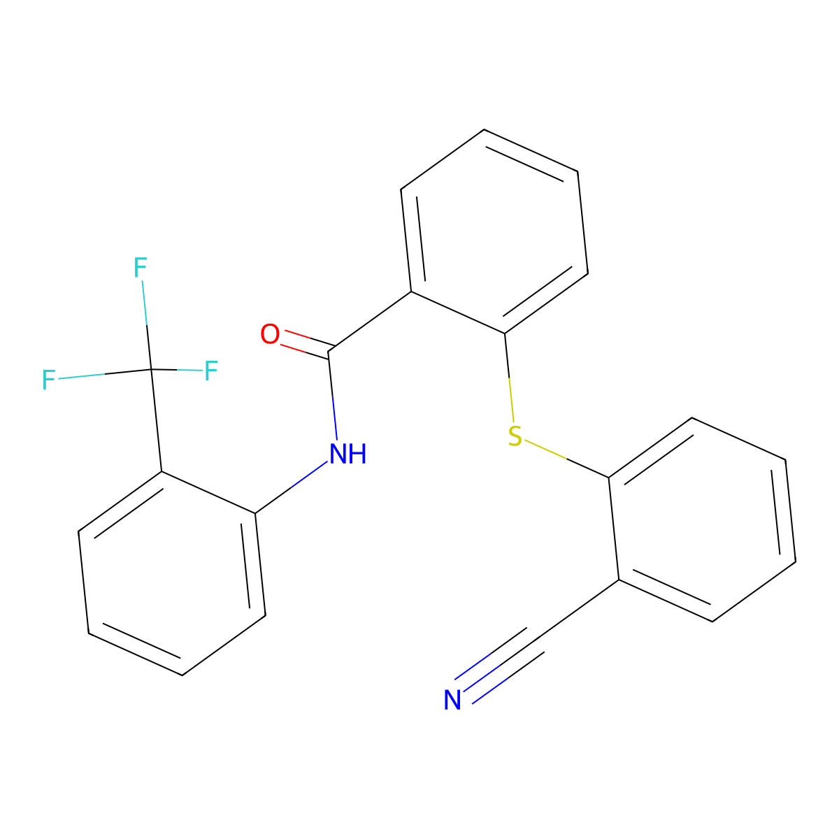 2-[(2-cyanophenyl)sulfanyl]-N-[2-(trifluoromethyl)phenyl]benzamide molecular structure, CAS 311773-87-2