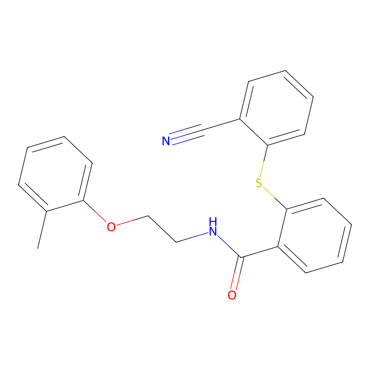 2-[(2-cyanophenyl)sulfanyl]-N-[2-(2-methylphenoxy)ethyl]benzamide molecular structure, CAS 311773-88-3