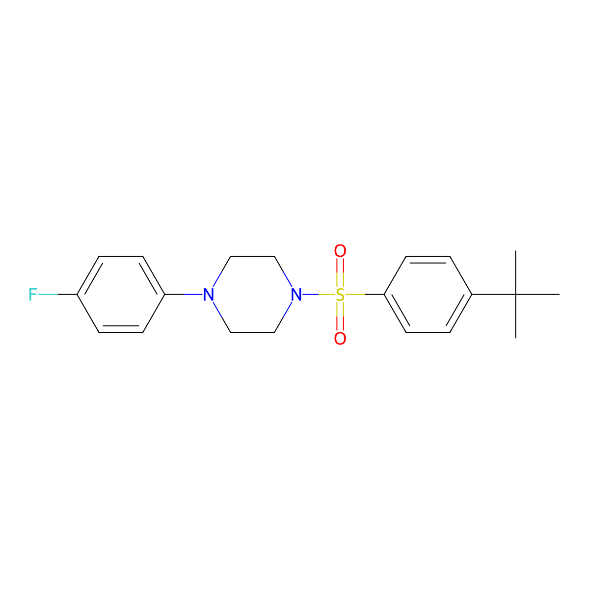 1-(4-Tert-butylbenzenesulfonyl)-4-(4-fluorophenyl)piperazine molecular structure, CAS 311774-48-8