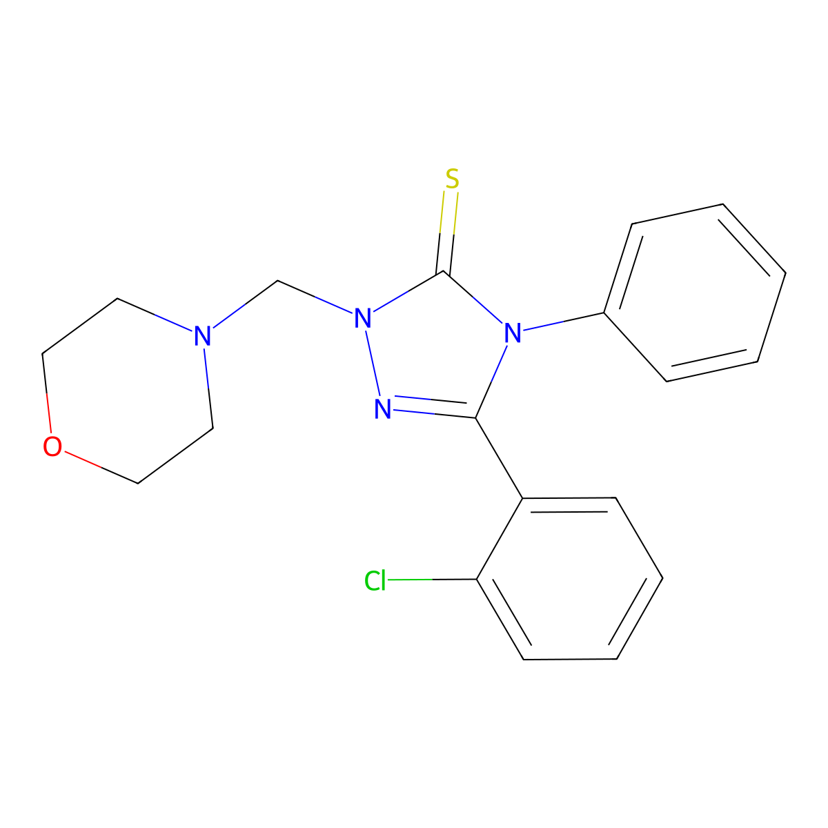 5-(2-Chlorophenyl)-2-(morpholin-4-ylmethyl)-4-phenyl-1,2,4-triazole-3-thione molecular structure, CAS 311774-65-9