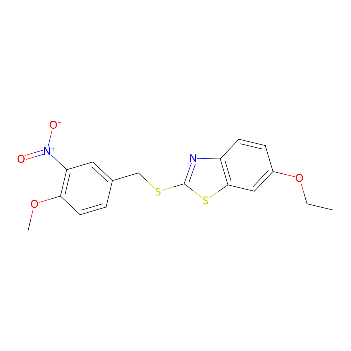 6-Ethoxy-2-[(4-methoxy-3-nitrophenyl)methylsulfanyl]-1,3-benzothiazole molecular structure, CAS 311774-99-9