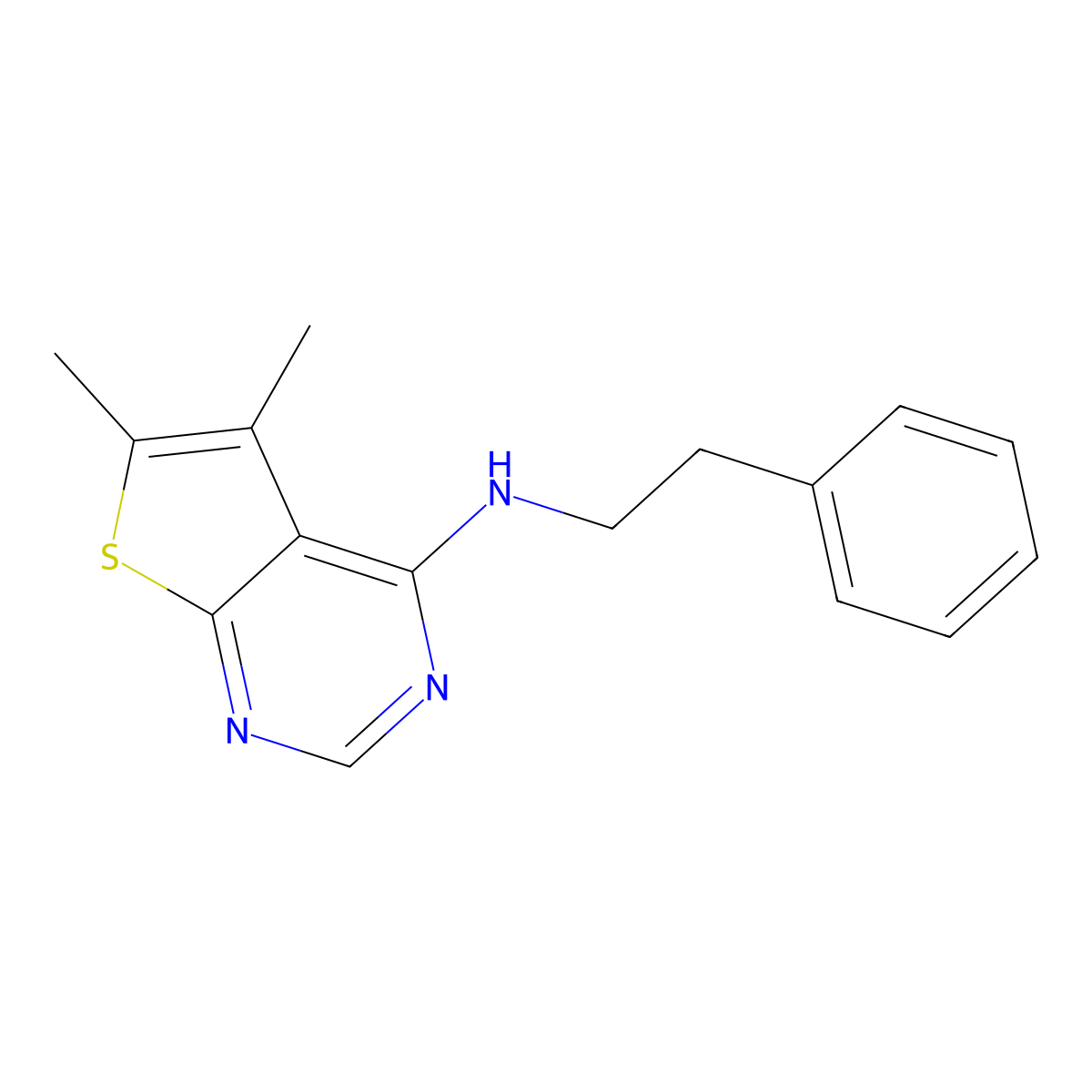 5,6-dimethyl-N-phenethylthieno[2,3-d]pyrimidin-4-amine molecular structure, CAS 311775-13-0