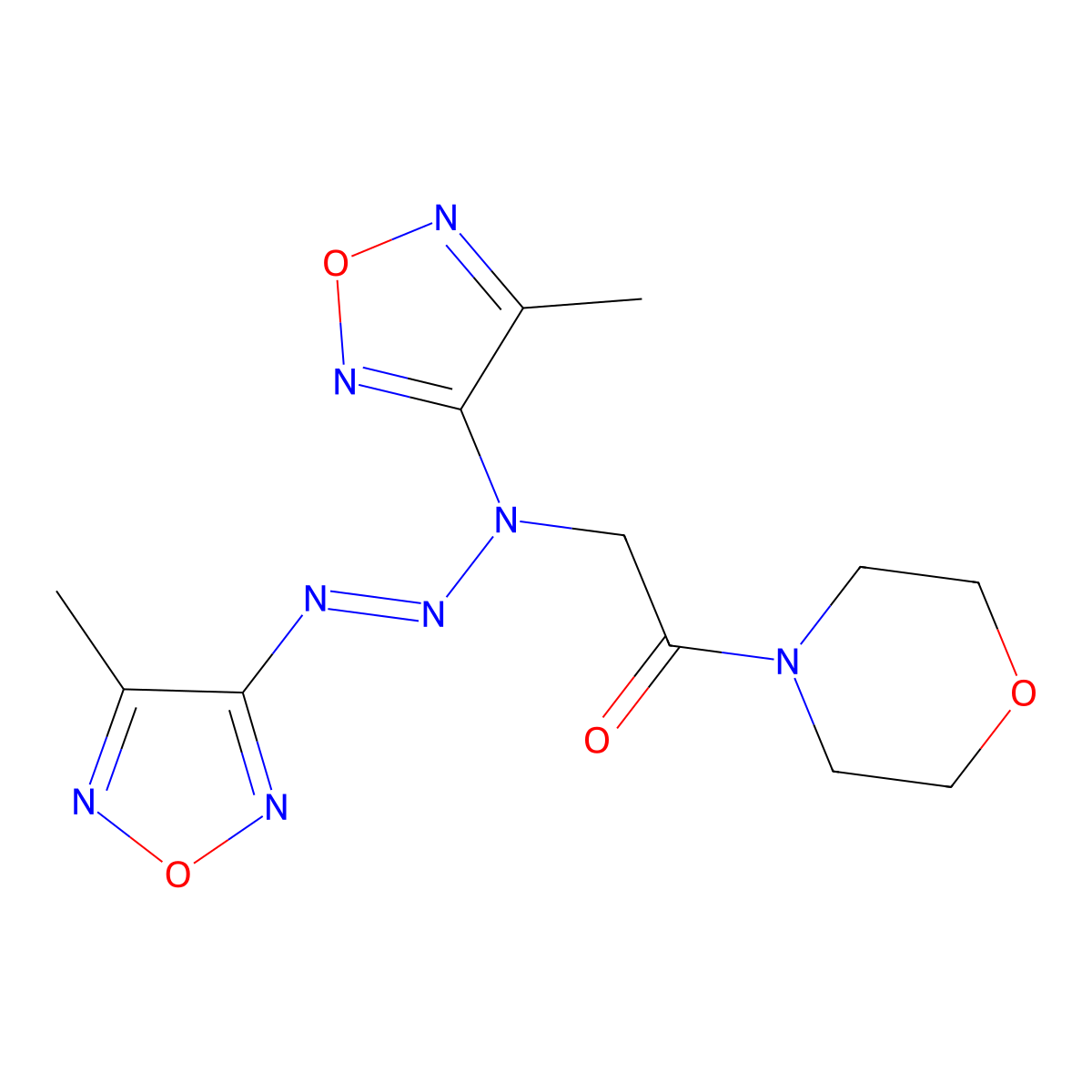 4-{[1,3-Bis(4-methyl-1,2,5-oxadiazol-3-yl)-2-triazenyl]acetyl}morpholine molecular structure, CAS 311775-44-7
