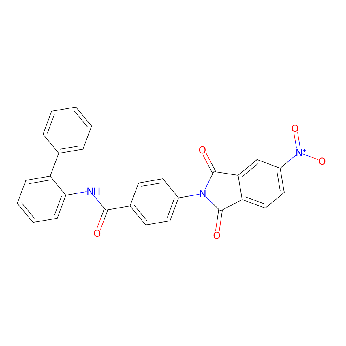 4-(5-nitro-1,3-dioxoisoindol-2-yl)-N-(2-phenylphenyl)benzamide molecular structure, CAS 311775-49-2