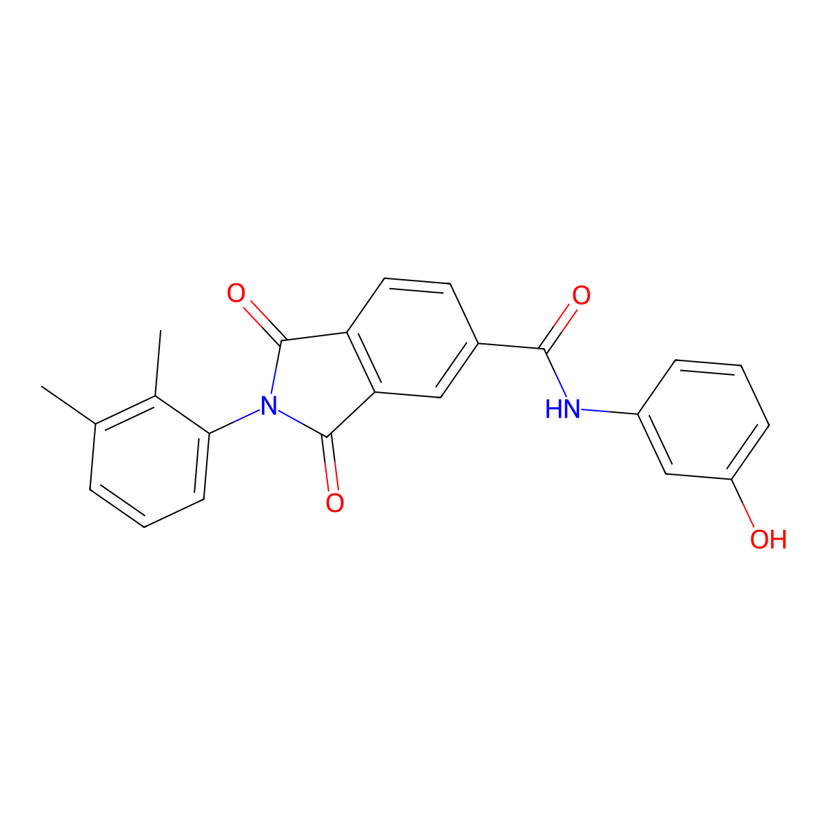 2-(2,3-dimethylphenyl)-N-(3-hydroxyphenyl)-1,3-dioxo-2,3-dihydro-1H-isoindole-5-carboxamide molecular structure, CAS 311775-51-6