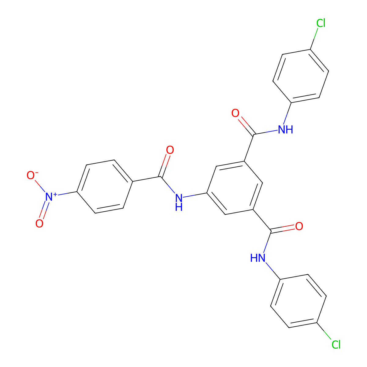 1-N,3-N-bis(4-chlorophenyl)-5-[(4-nitrobenzoyl)amino]benzene-1,3-dicarboxamide molecular structure, CAS 311775-56-1