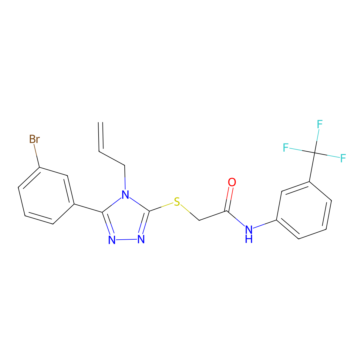 2-[[5-(3-bromophenyl)-4-prop-2-enyl-1,2,4-triazol-3-yl]sulfanyl]-N-[3-(trifluoromethyl)phenyl]acetamide molecular structure, CAS 311775-71-0