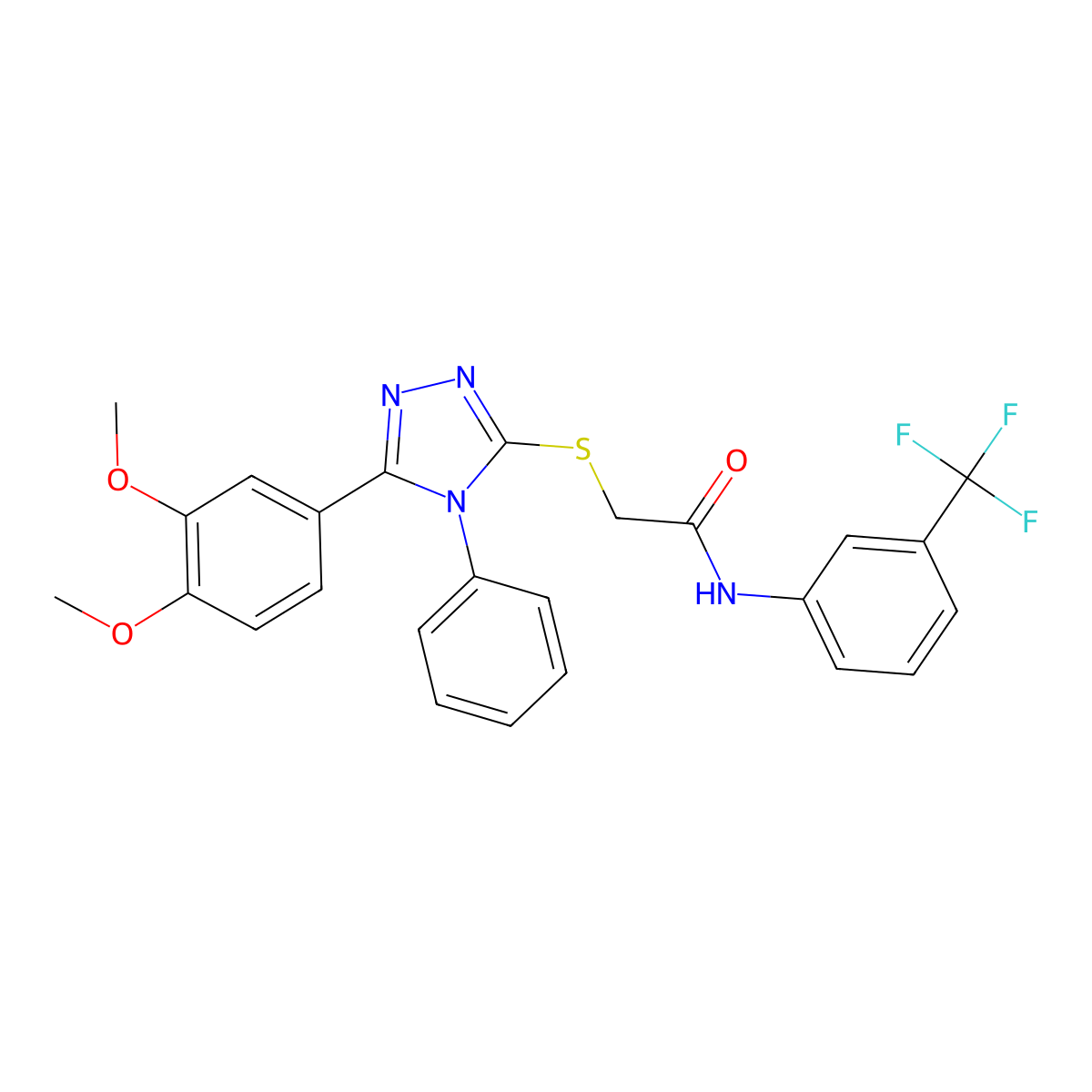 2-[[5-(3,4-dimethoxyphenyl)-4-phenyl-1,2,4-triazol-3-yl]sulfanyl]-N-[3-(trifluoromethyl)phenyl]acetamide molecular structure, CAS 311775-72-1