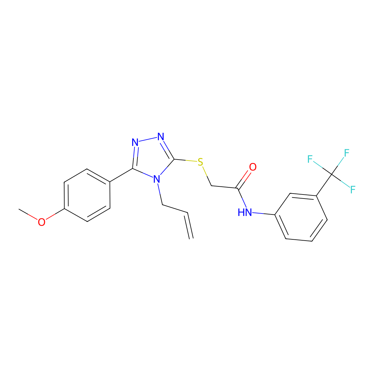 2-[[5-(4-methoxyphenyl)-4-prop-2-enyl-1,2,4-triazol-3-yl]sulfanyl]-N-[3-(trifluoromethyl)phenyl]acetamide molecular structure, CAS 311775-74-3