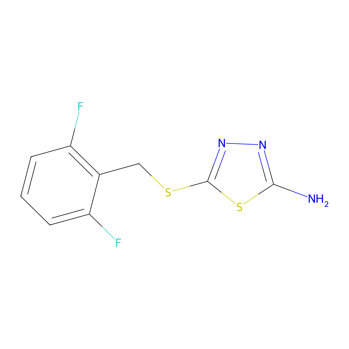 5-[(2,6-Difluorophenyl)methylsulfanyl]-1,3,4-thiadiazol-2-amine molecular structure, CAS 311775-76-5