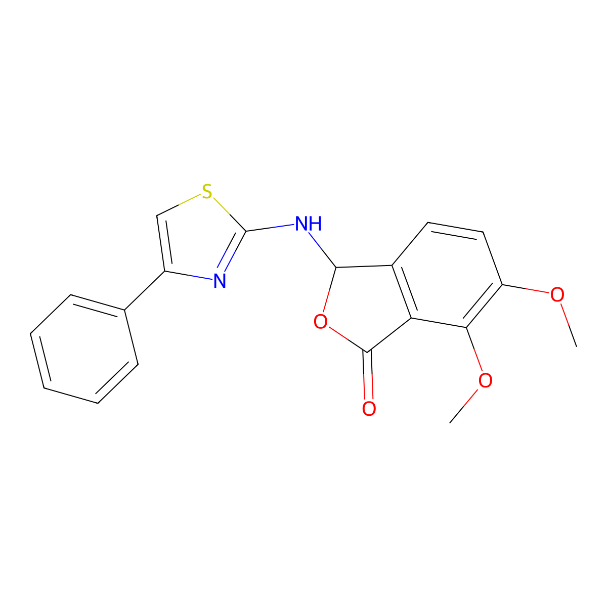 6,7-dimethoxy-3-[(4-phenyl-1,3-thiazol-2-yl)amino]-2-benzofuran-1(3H)-one molecular structure, CAS 311775-87-8
