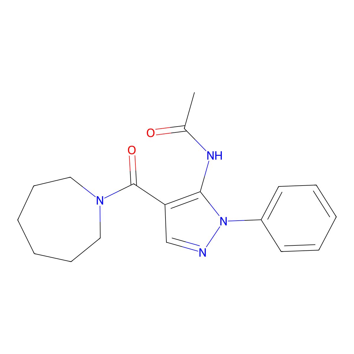 N-[4-(azepane-1-carbonyl)-2-phenylpyrazol-3-yl]acetamide molecular structure, CAS 311776-37-1