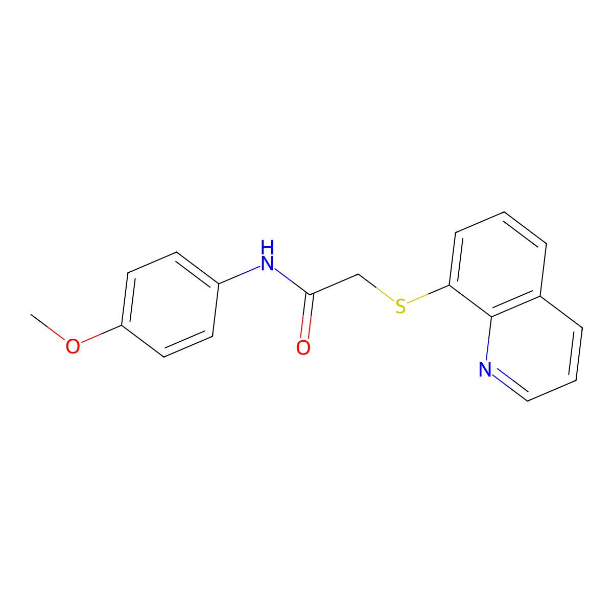 N-(4-methoxyphenyl)-2-quinolin-8-ylsulfanylacetamide molecular structure, CAS 311776-53-1