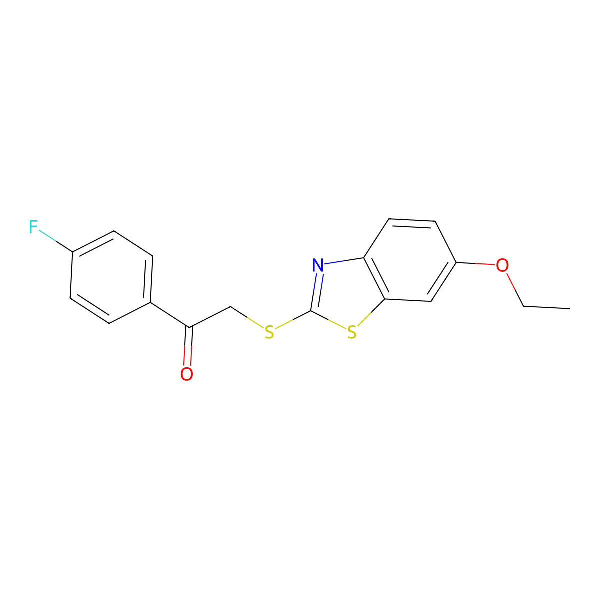 2-[(6-Ethoxy-1,3-benzothiazol-2-yl)sulfanyl]-1-(4-fluorophenyl)ethanone molecular structure, CAS 311776-58-6
