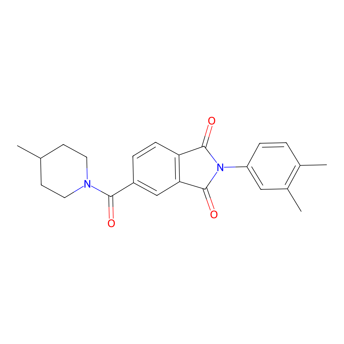 2-(3,4-Dimethylphenyl)-5-(4-methylpiperidine-1-carbonyl)isoindole-1,3-dione molecular structure, CAS 311777-24-9