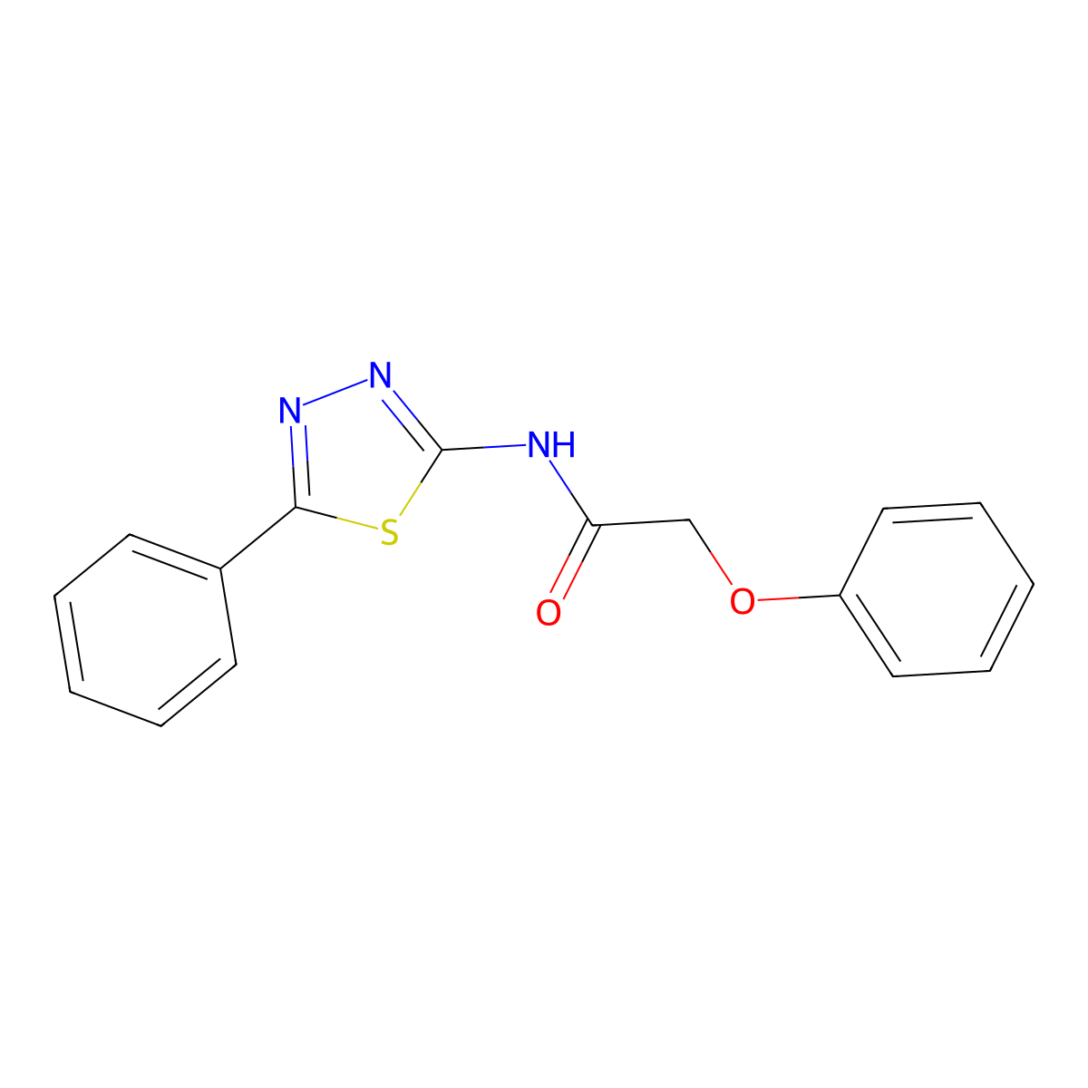 2-phenoxy-N-(5-phenyl-1,3,4-thiadiazol-2-yl)acetamide molecular structure, CAS 311777-43-2