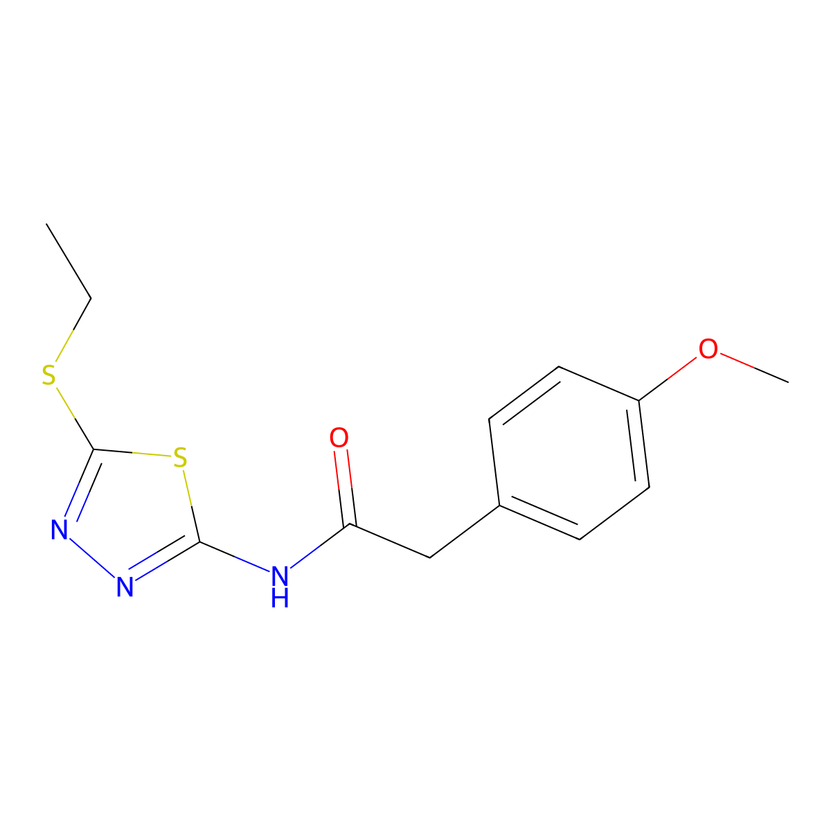 N-[5-(ethylsulfanyl)-1,3,4-thiadiazol-2-yl]-2-(4-methoxyphenyl)acetamide molecular structure, CAS 311777-47-6