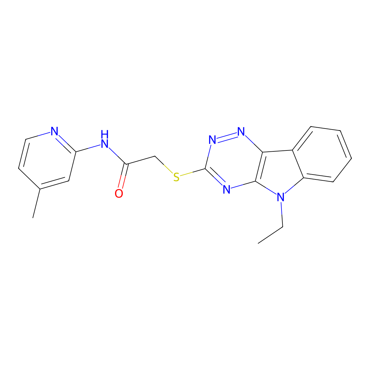 2-[(5-ethyl-[1,2,4]triazino[5,6-b]indol-3-yl)sulfanyl]-N-(4-methylpyridin-2-yl)acetamide molecular structure, CAS 311777-48-7