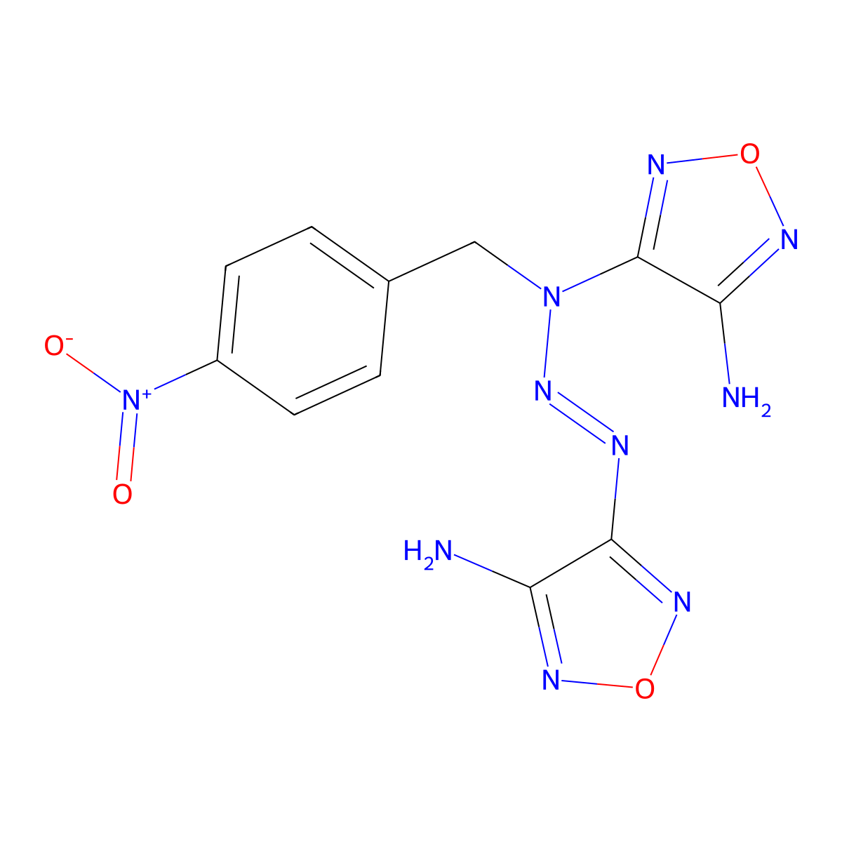 3-N-[(4-amino-1,2,5-oxadiazol-3-yl)diazenyl]-3-N-[(4-nitrophenyl)methyl]-1,2,5-oxadiazole-3,4-diamine molecular structure, CAS 311777-76-1