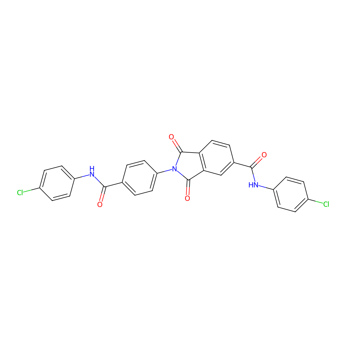 N-(4-chlorophenyl)-2-[4-[(4-chlorophenyl)carbamoyl]phenyl]-1,3-dioxoisoindole-5-carboxamide molecular structure, CAS 311777-84-1