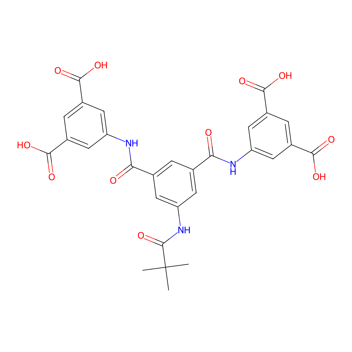 5,5'-((5-Pivalamidoisophthaloyl)bis(azanediyl))diisophthalic acid molecular structure, CAS 311777-86-3
