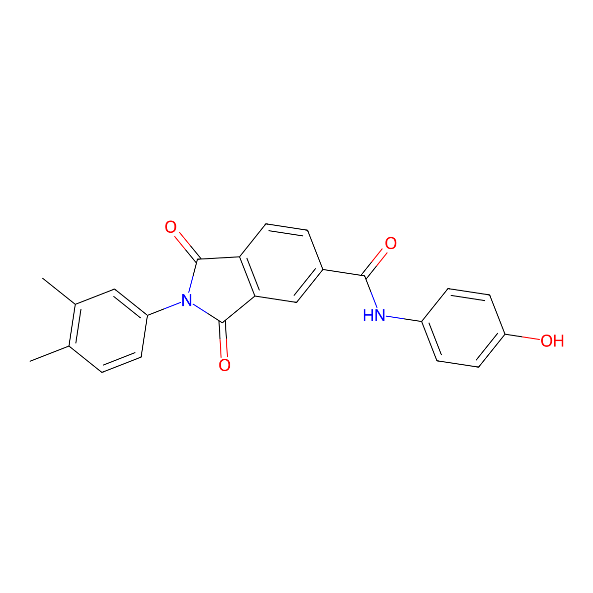 2-(3,4-dimethylphenyl)-N-(4-hydroxyphenyl)-1,3-dioxoisoindole-5-carboxamide molecular structure, CAS 311777-88-5