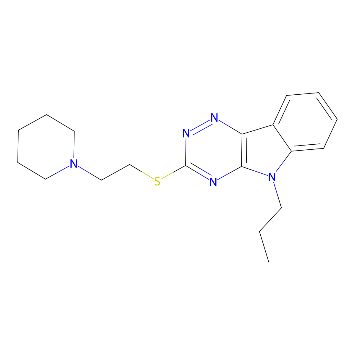 3-(2-Piperidin-1-ylethylsulfanyl)-5-propyl-[1,2,4]triazino[5,6-b]indole molecular structure, CAS 311780-81-1