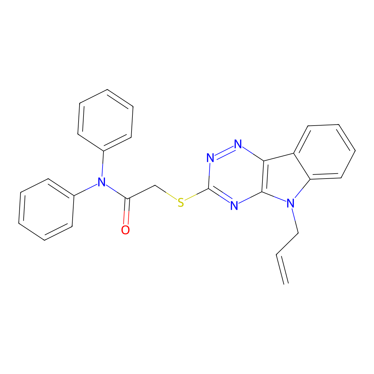 N,N-diphenyl-2-[(5-prop-2-enyl-[1,2,4]triazino[5,6-b]indol-3-yl)sulfanyl]acetamide molecular structure, CAS 311780-97-9