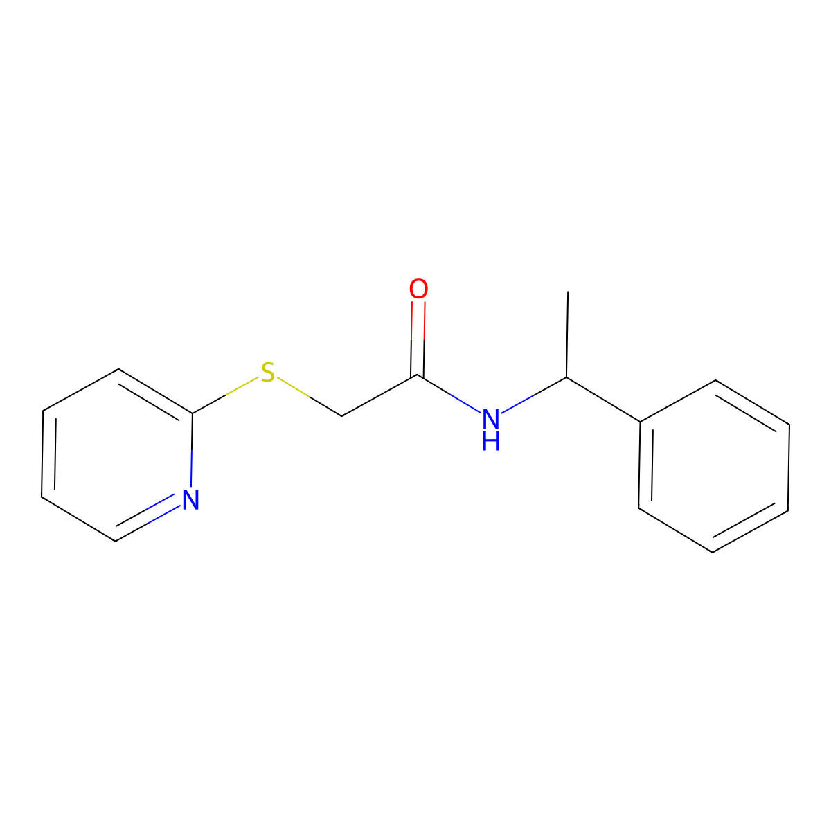 N-(1-phenylethyl)-2-pyridin-2-ylsulfanylacetamide molecular structure, CAS 311781-08-5