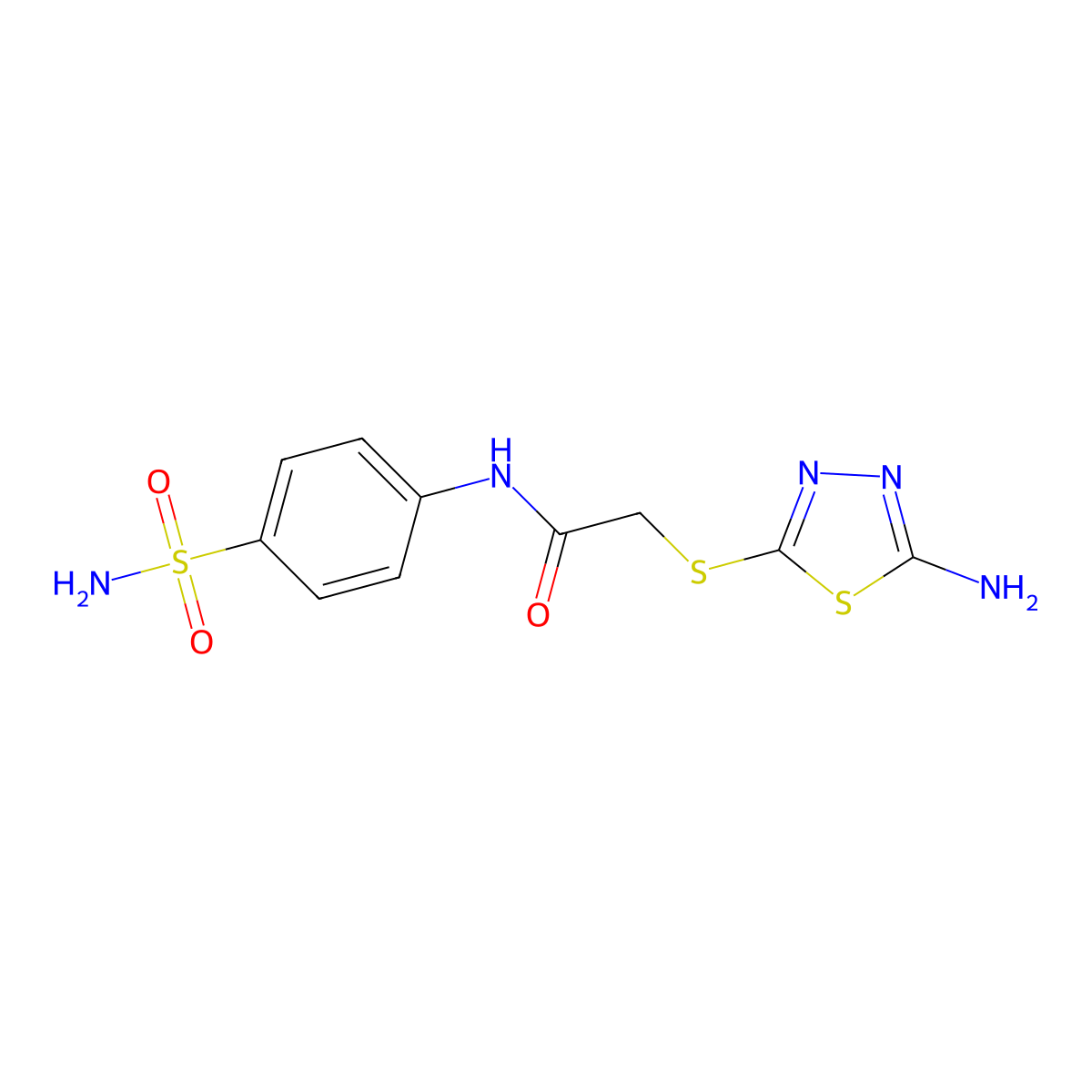 2-[(5-amino-1,3,4-thiadiazol-2-yl)sulfanyl]-N-(4-sulfamoylphenyl)acetamide molecular structure, CAS 311781-51-8