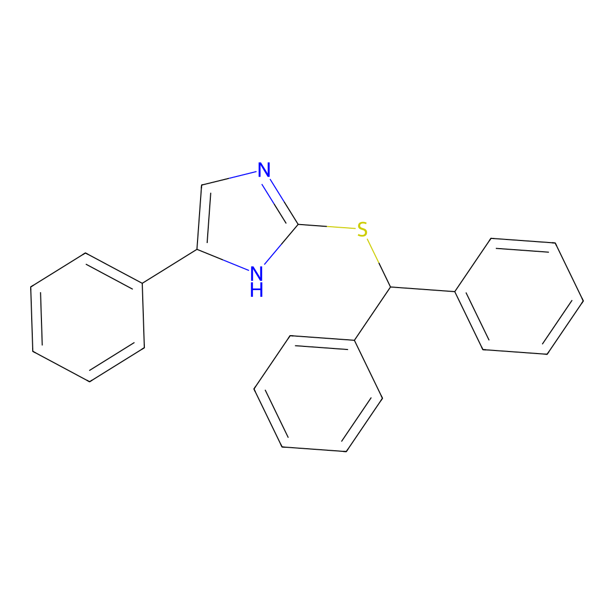 2-benzhydrylsulfanyl-5-phenyl-1H-imidazole molecular structure, CAS 311782-49-7