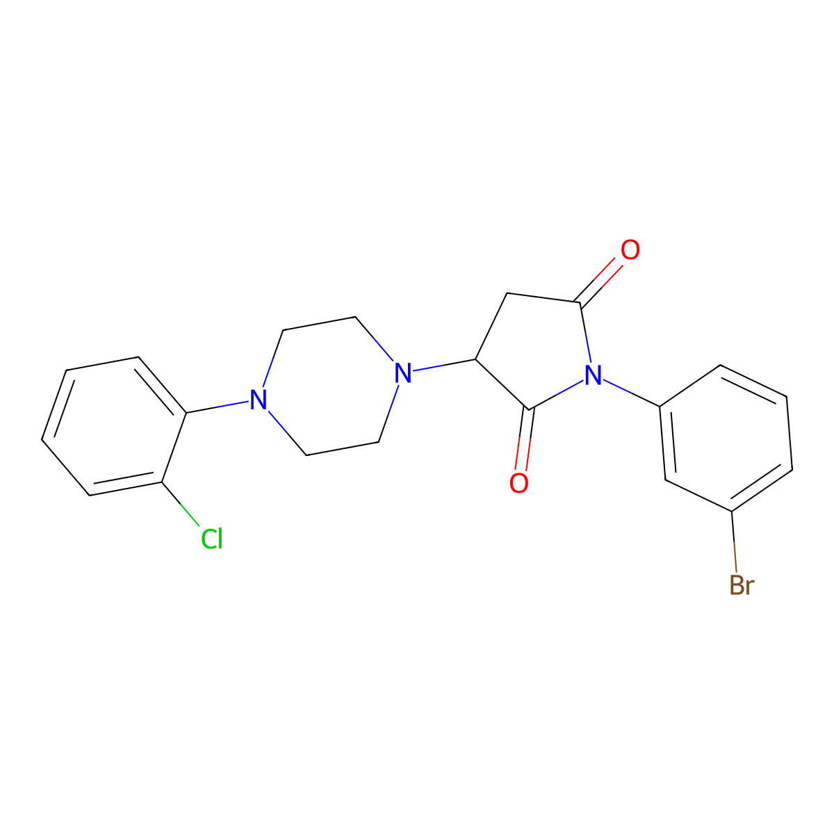 1-(3-Bromophenyl)-3-[4-(2-chlorophenyl)piperazin-1-yl]pyrrolidine-2,5-dione molecular structure, CAS 311782-82-8