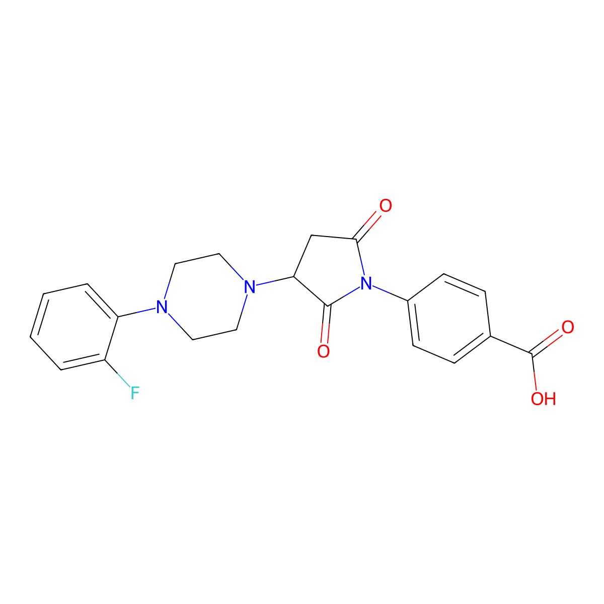 4-{3-[4-(2-Fluorophenyl)piperazin-1-yl]-2,5-dioxopyrrolidin-1-yl}benzoic acid molecular structure, CAS 311782-83-9