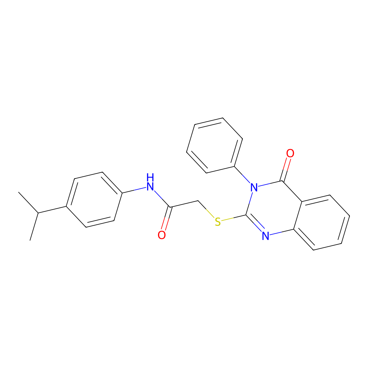 2-(4-oxo-3-phenylquinazolin-2-yl)sulfanyl-N-(4-propan-2-ylphenyl)acetamide molecular structure, CAS 311783-01-4