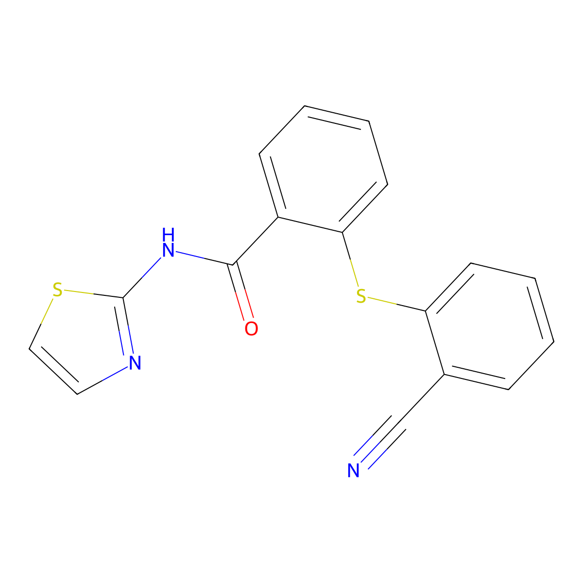 2-[(2-cyanophenyl)sulfanyl]-N-(1,3-thiazol-2-yl)benzamide molecular structure, CAS 311783-02-5
