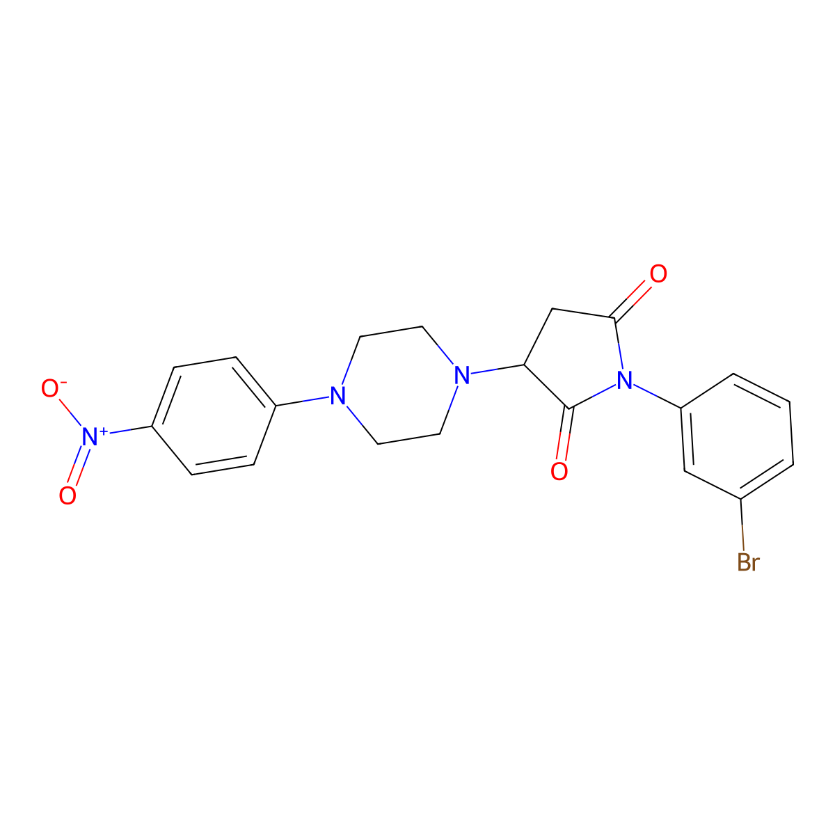 1-(3-Bromophenyl)-3-[4-(4-nitrophenyl)piperazin-1-yl]pyrrolidine-2,5-dione molecular structure, CAS 311783-11-6