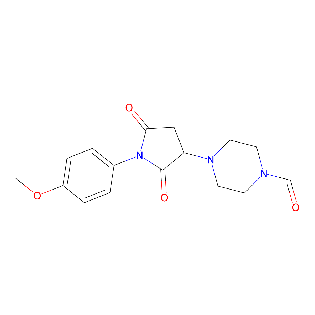 4-[1-(4-Methoxyphenyl)-2,5-dioxopyrrolidin-3-yl]piperazine-1-carbaldehyde molecular structure, CAS 311783-13-8