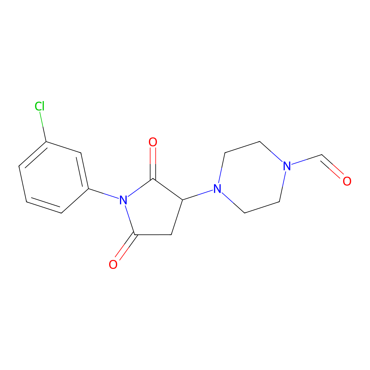 4-[1-(3-Chlorophenyl)-2,5-dioxo-3-pyrrolidinyl]-1-piperazinecarbaldehyde molecular structure, CAS 311783-16-1