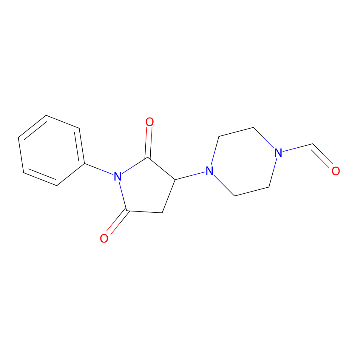 4-(2,5-Dioxo-1-phenylpyrrolidin-3-yl)piperazine-1-carbaldehyde molecular structure, CAS 311783-32-1