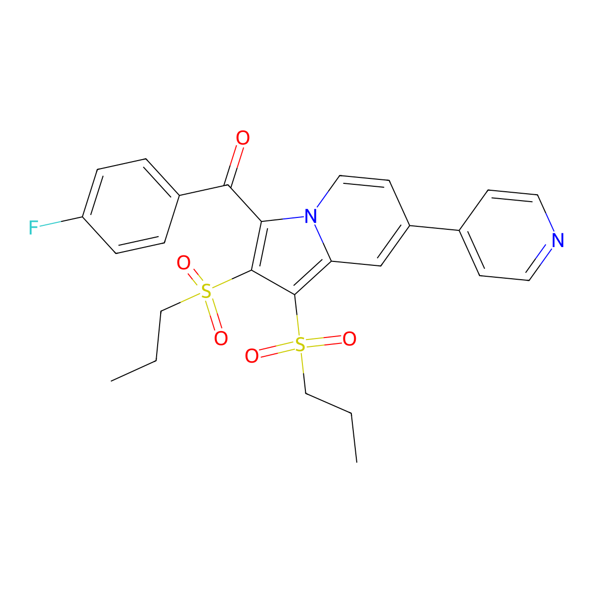 [1,2-Bis(propylsulfonyl)-7-(4-pyridinyl)-3-indolizinyl](4-fluorophenyl)methanone molecular structure, CAS 311783-33-2