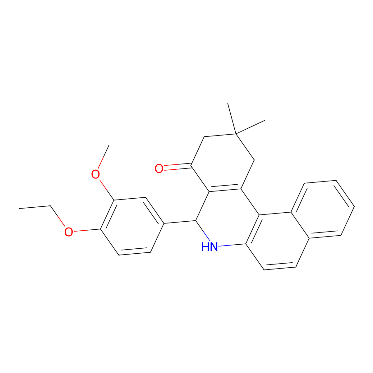 5-(4-Ethoxy-3-methoxyphenyl)-2,2-dimethyl-1,3,5,6-tetrahydrobenzo[a]phenanthridin-4-one molecular structure, CAS 311783-52-5