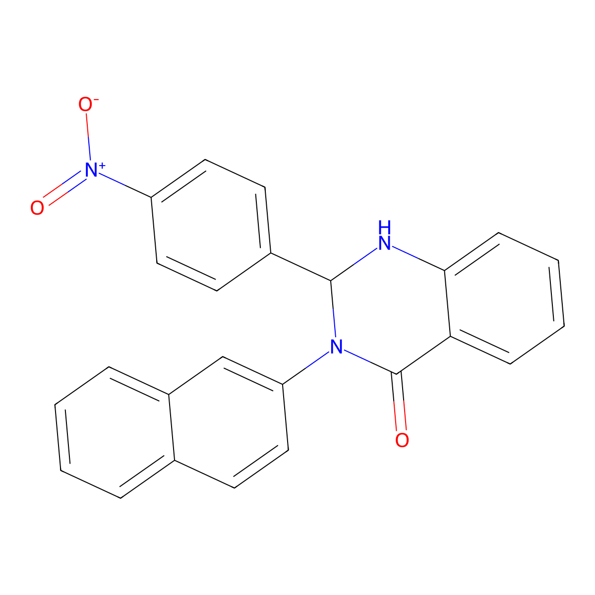 3-Naphthalen-2-yl-2-(4-nitrophenyl)-1,2-dihydroquinazolin-4-one molecular structure, CAS 311784-26-6