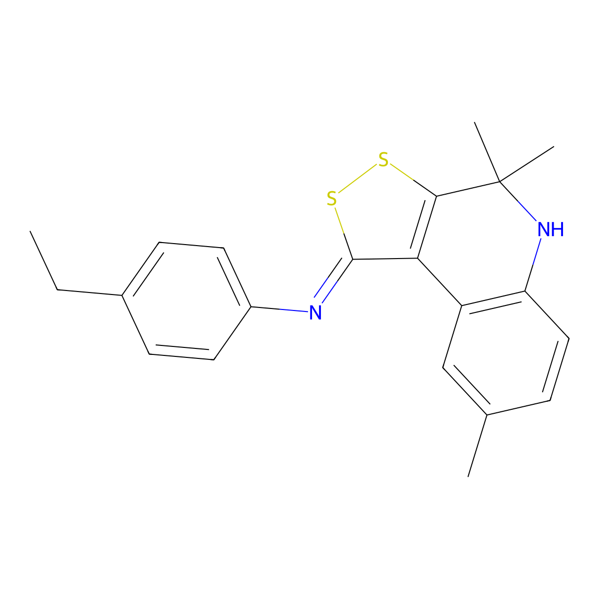 N-(4-ethylphenyl)-4,4,8-trimethyl-5H-dithiolo[3,4-c]quinolin-1-imine molecular structure, CAS 311784-39-1