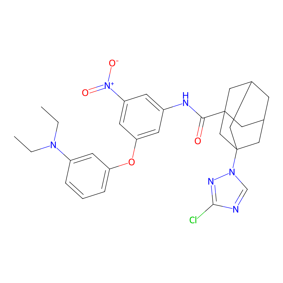 3-(3-Chloro-1H-1,2,4-triazol-1-YL)-N-{3-[3-(diethylamino)phenoxy]-5-nitrophenyl}adamantane-1-carboxamide molecular structure, CAS 311784-47-1